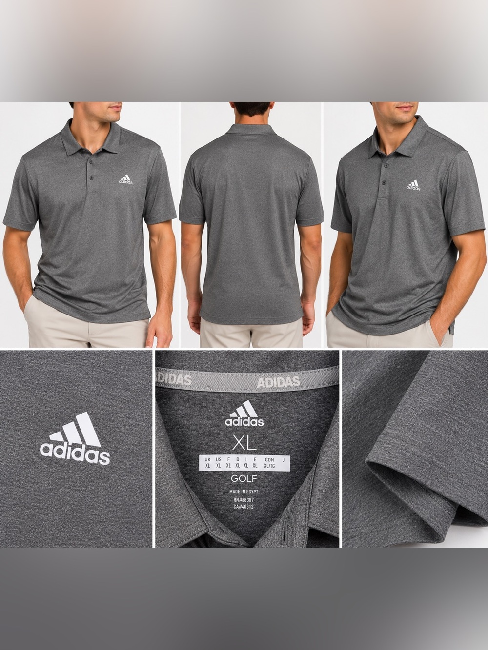 adidas Men’s Dark Gray Heather Golf Polo